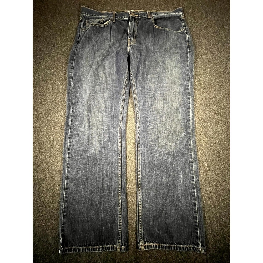 Signature By Levis Straight Jeans Men 38x32 Blue Denim Cotton Mid Rise Dark Wash